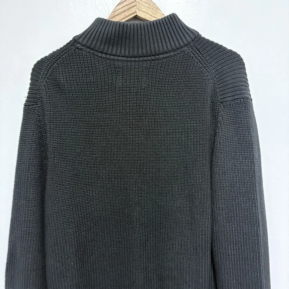 Old Navy Sweater Mens L Gray Zip Neck Cotton Shaker Knit Mock Neck Pullover